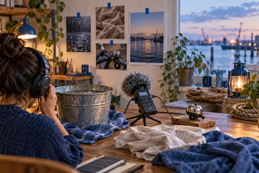 Illustrative creative workspace representing a more developed sound brief