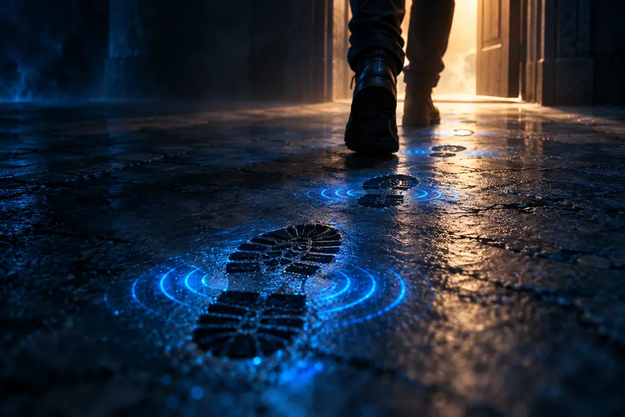 Illustration of footsteps as the intended sound for a scene