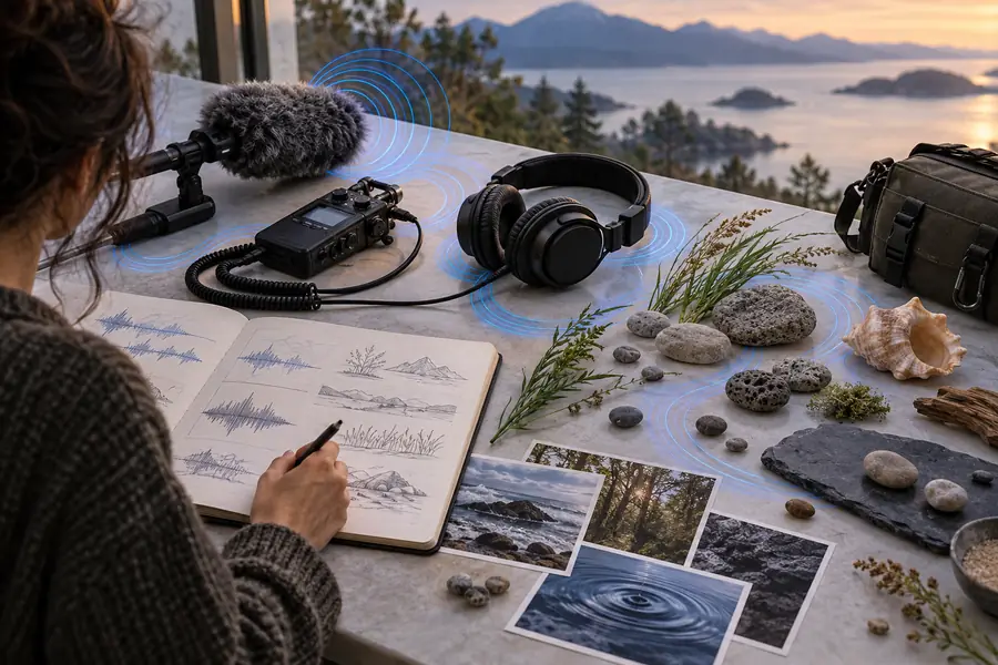 Creative workspace image used to represent a scene before cue planning